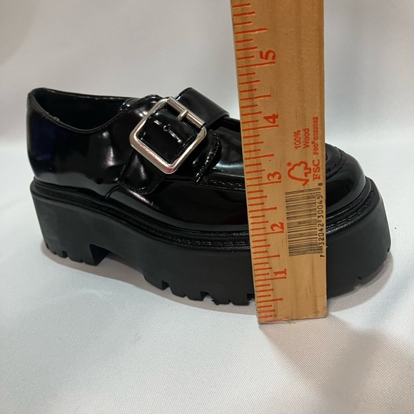 Steve Madden Shiny Black Platform Loafers - Picture 6 of 7